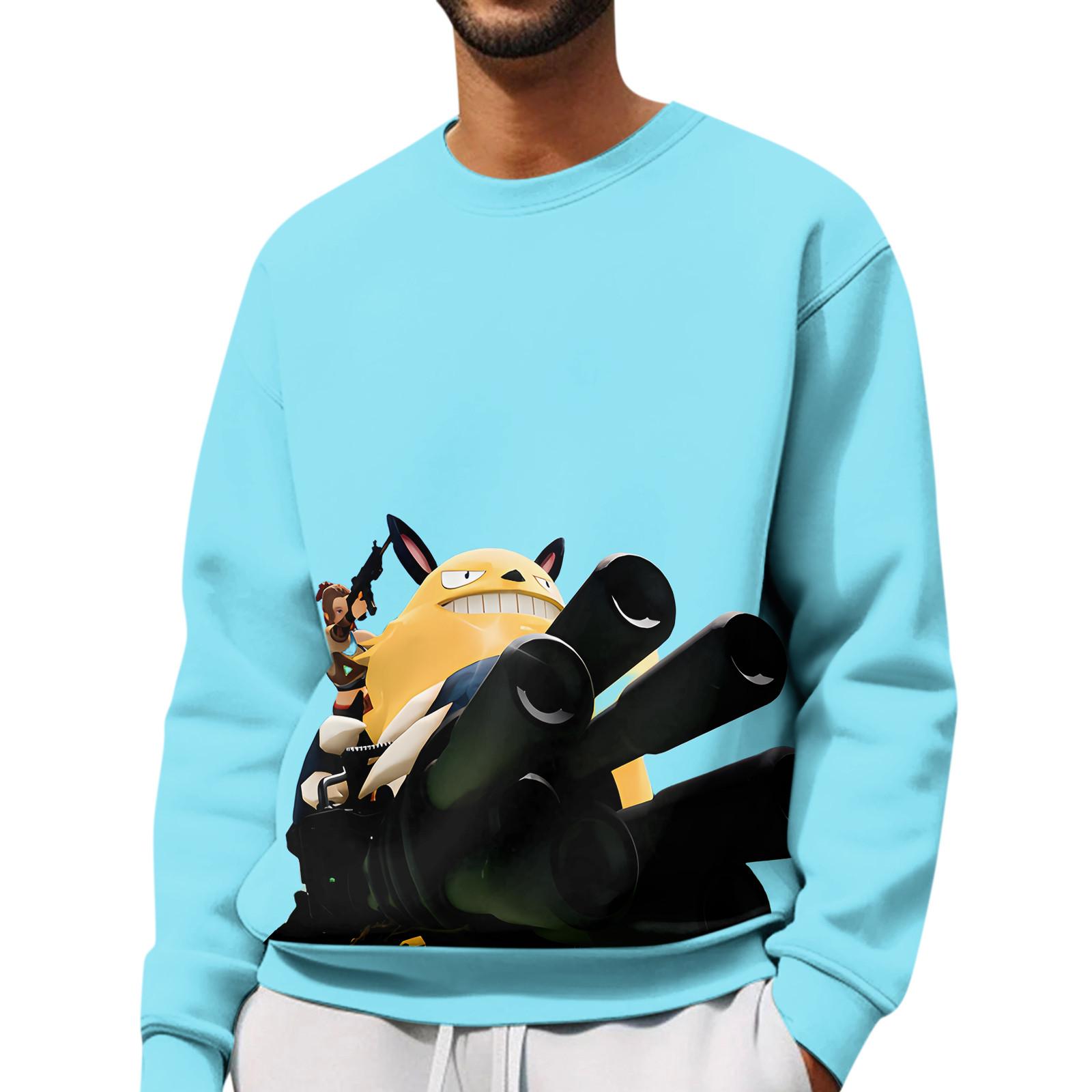 

Мужская толстовка с принтом на открытом воздухе, свободная с длинными рукавами и этническим принтом L циан