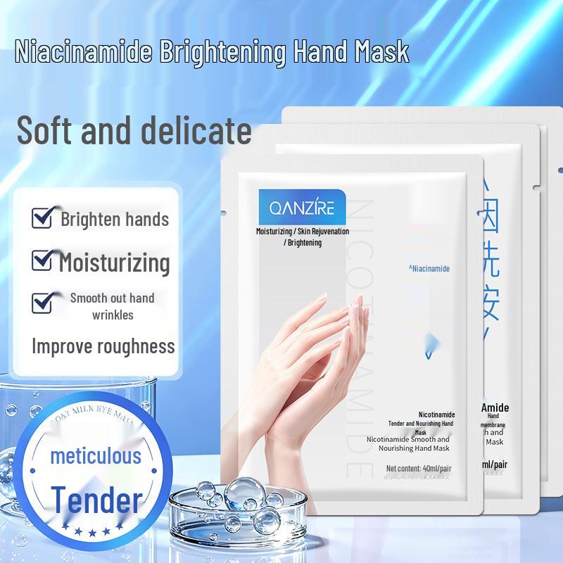 Qianzi Niacinamide Hydrating Hand Mask for Autumn & Winter - Smooth, Moisturize, and Nourish Dry, Cracked Hands.