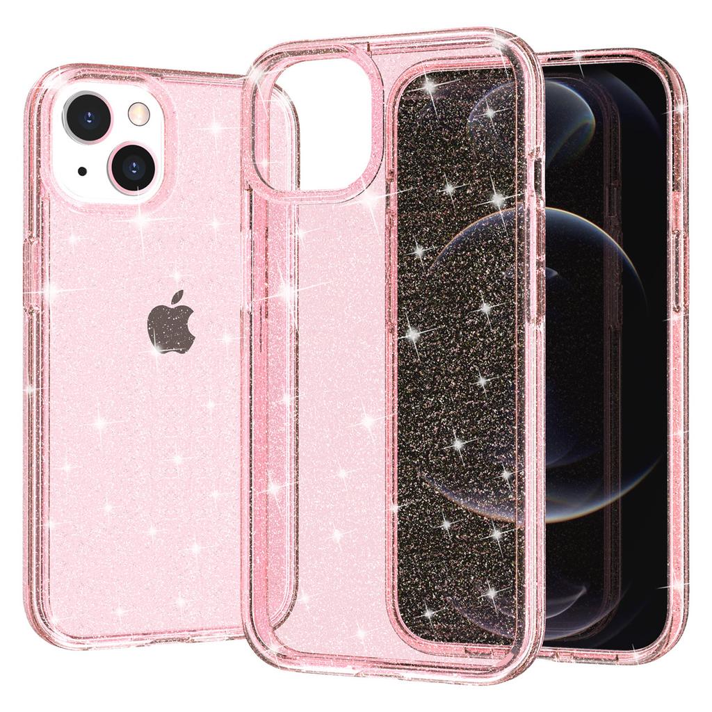 For iPhone 15 Bump Proof Protective Case Sparkly Glitter Hard PC+Soft TPU Phone Cover