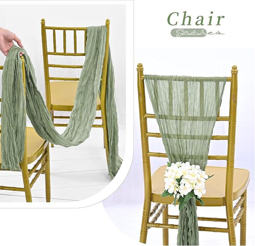 16Pcs Sage Green Wedding Chair Sashes Chair Bow Designed Decorative Chair Sashes for Wedding Reception Party Hotel Decoration