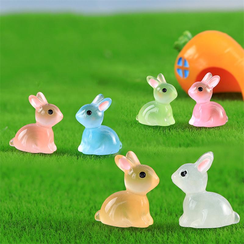 Sevimli Parlayan Tavşan Mikro Peyzaj Mini Tavşan Süsleri Peri Bahçeciliği Minyatür Figürler Reçine El Sanatları Ev Dekorasyonu