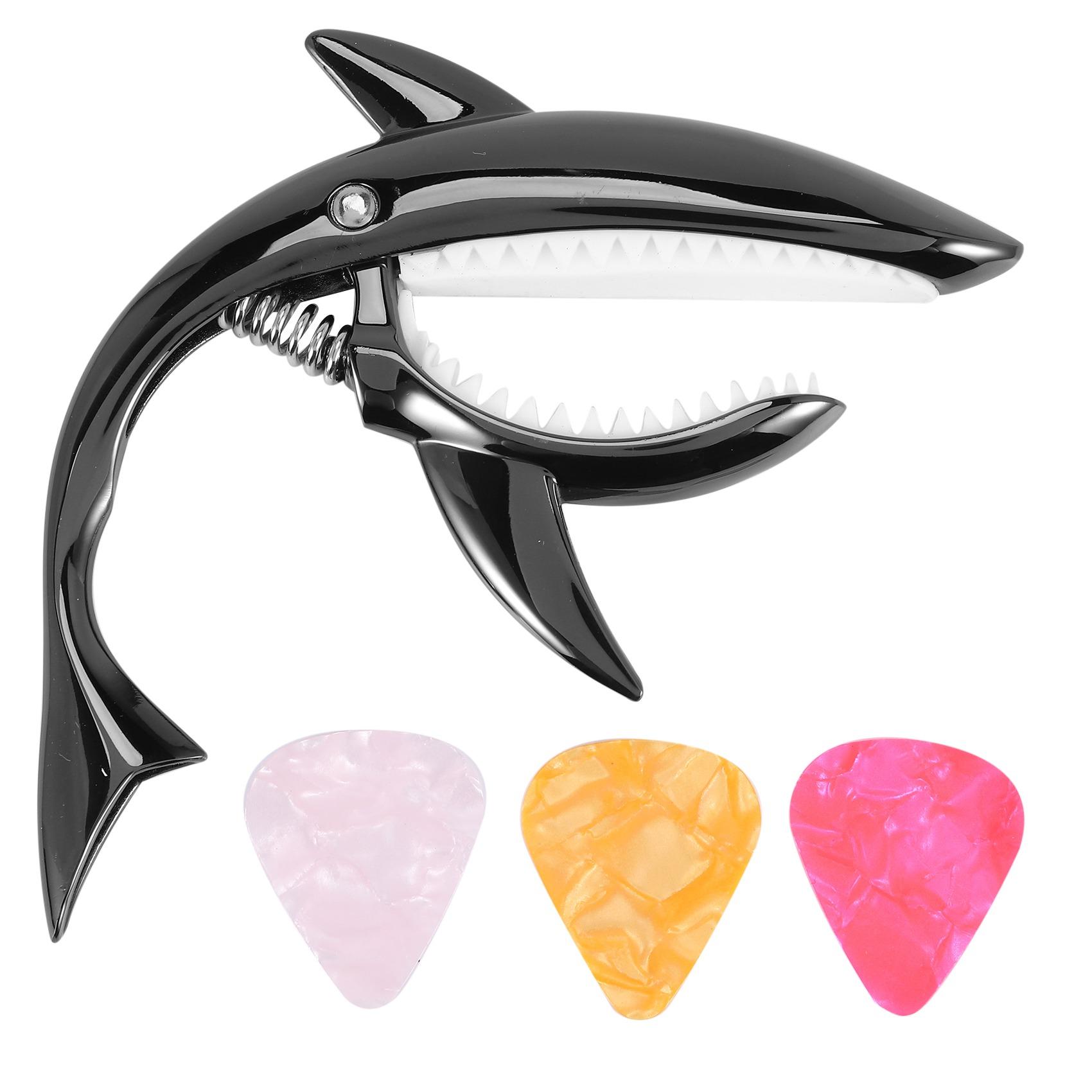Classy-Shark Guitar Capo Zinc Alloy Capo For Acoustic Electric Classical Guitars And Bass Ukulele Capo With Pick чёрный