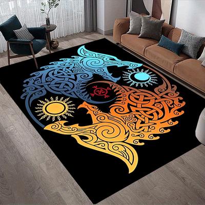 1pc Mysterious Wolf Pattern Print, Design Indoor Area Rug - Soft, Anti-Slip, and Durable Gaming Room Decor for Bedroom, Living Room