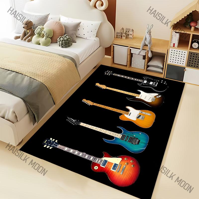 6 Styles Rock Guitar Pattern Carpet for Living Room Bedroom Sofa Home Decor Non-slip Floor Mat Large Size Holiday Gift