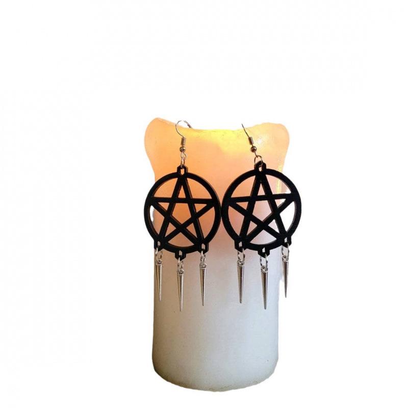 Punk Schwarze Kegel Acryl Dorn Nieten Ohrstecker