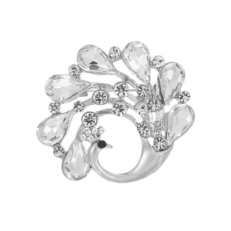 Broșă Florală de Lux cu Strasuri în Stil Coreean - Pin Elegant pentru Guler de Damă