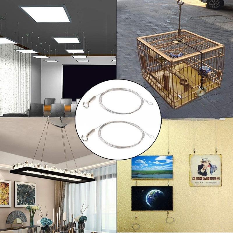 1SET 304 stainless steel suspension single double hook adjustable height insurance lighting anti-drop anti-lock wire