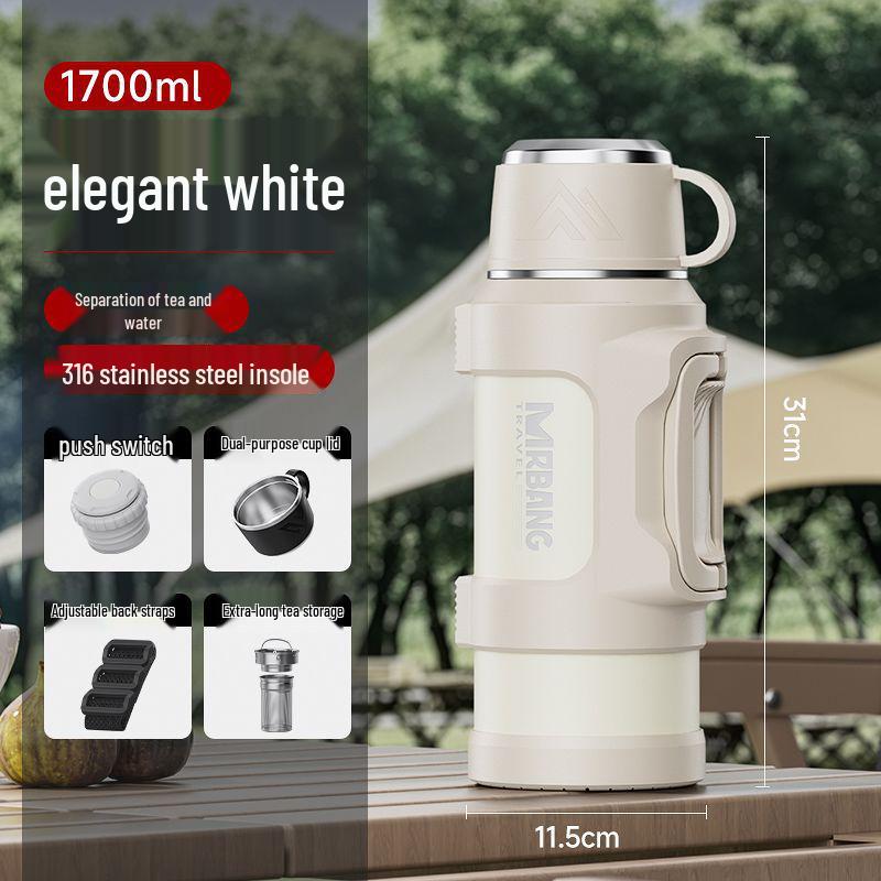 

Extra Large 316 Stainless Steel Insulated Water Bottle for Home, Car, and Outdoor Travel 1.3L [Holds 1 kg of water] with strap