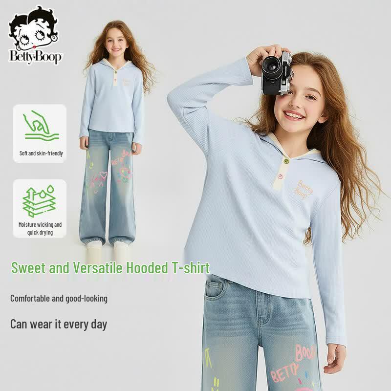 Betty Girls  Korean Fashion Hooded Long Sleeve T-Shirt 130 cm