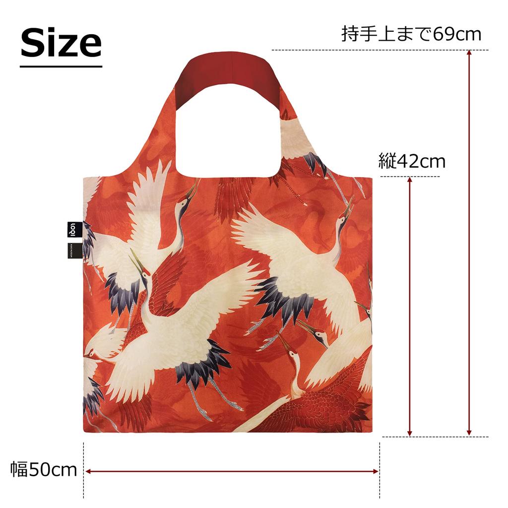 LOQI Eco Bag with White and Red Cranes WH.CR.R Women's