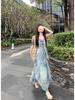 Seaside Resort Style Flutter Sleeve Camisole Dress - Women's Summer 2026 Waist-Cinched Irregular Fairy Dress