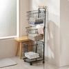 Rolling Storage Basket Cart Mobile Utility Trolley On Wheels for Laundry Room
