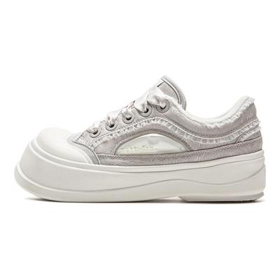 Li Ning Honey Plateau-Sneaker mit dicker Sohle Klassisch Bequem Trendy Rutschfest Abriebfest Low-Top Damen-Sneaker Weiß Grau AGCV096-5