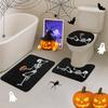 Halloween Shower Curtain Sets With Rugs Halloween Skeleton And Pumpkins Bathroom Set With Non-Slip Rug, Toilet Lid Cover