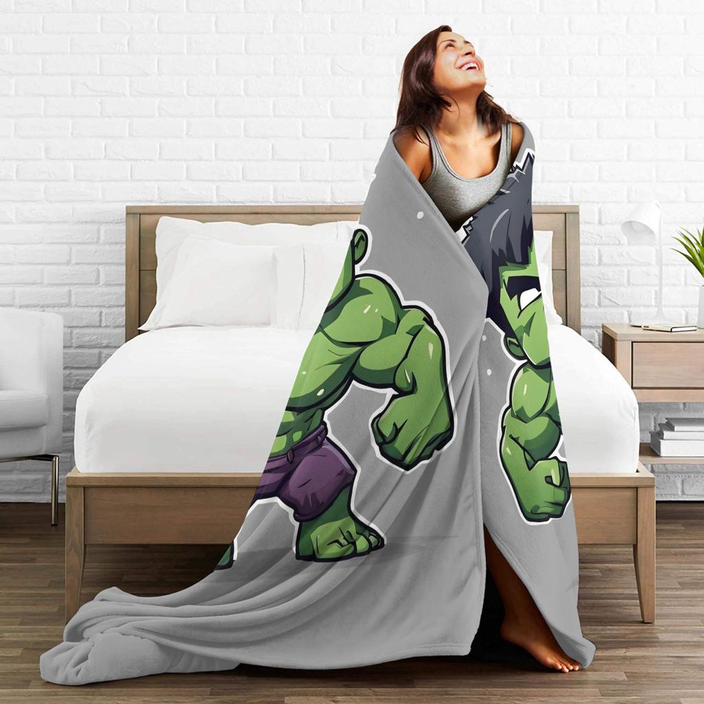Hulk Cute Cartoon Knitted Blanket  Flannel Throw Blanket Bedding Couch Printed Soft Warm Bedspreads,