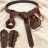 Historical Reenactment Gear 5PCS Soft PU Leather Bracers And Belt Combo Adjustable Medieval Costume Accessories For Theater LARP