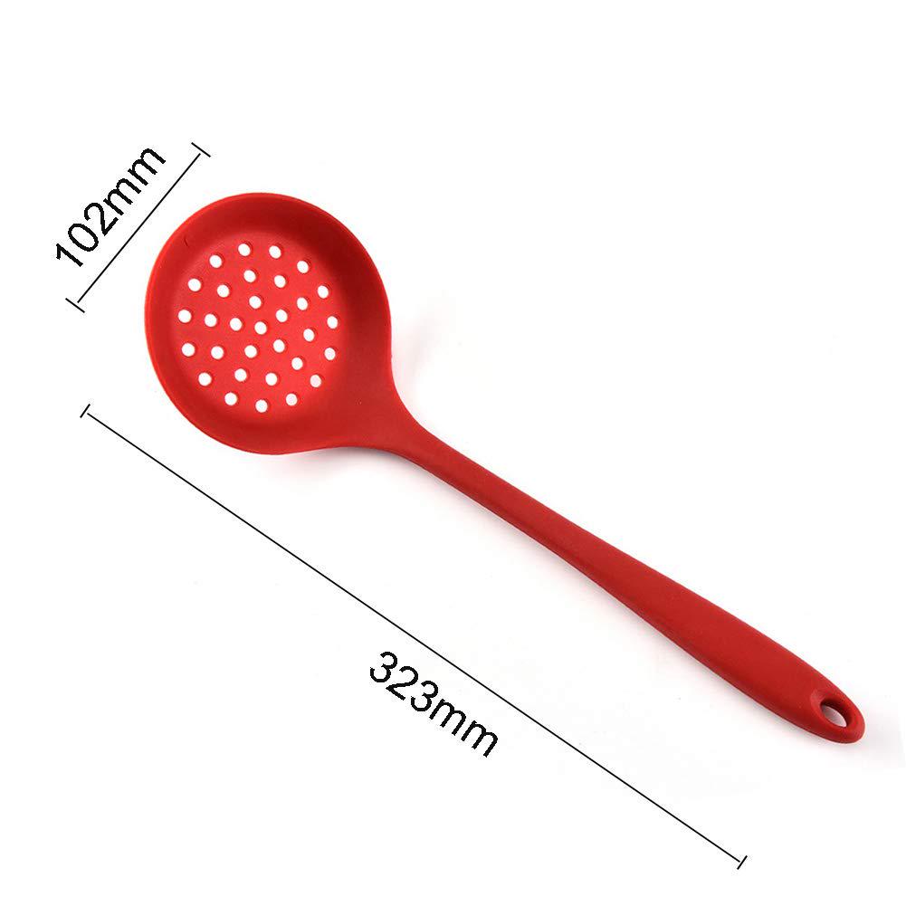 Long Handle Silicone Colander Non-Stick Cooking Strainer Heat Resistant Filter Spoon Mesh Skimmer Oil Mesh Colander Kitchen Tool