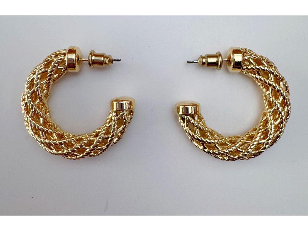 Cross Hollow Woven Twist Hoop Earrings - Simple, Versatile C-Shaped Fashion Studs