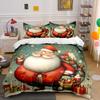 Santa Claus with Gift Sack Bedding Duvet Cover Set (1*Duvet Cover 2*Pillowcases, Without Duvet Insert)