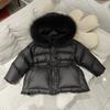 Comfortable  Winter Clothing Girls Thickened Warm Hooded Large Hairy Collar Casual Cotton Jacket Children's Waist Cotton Coat