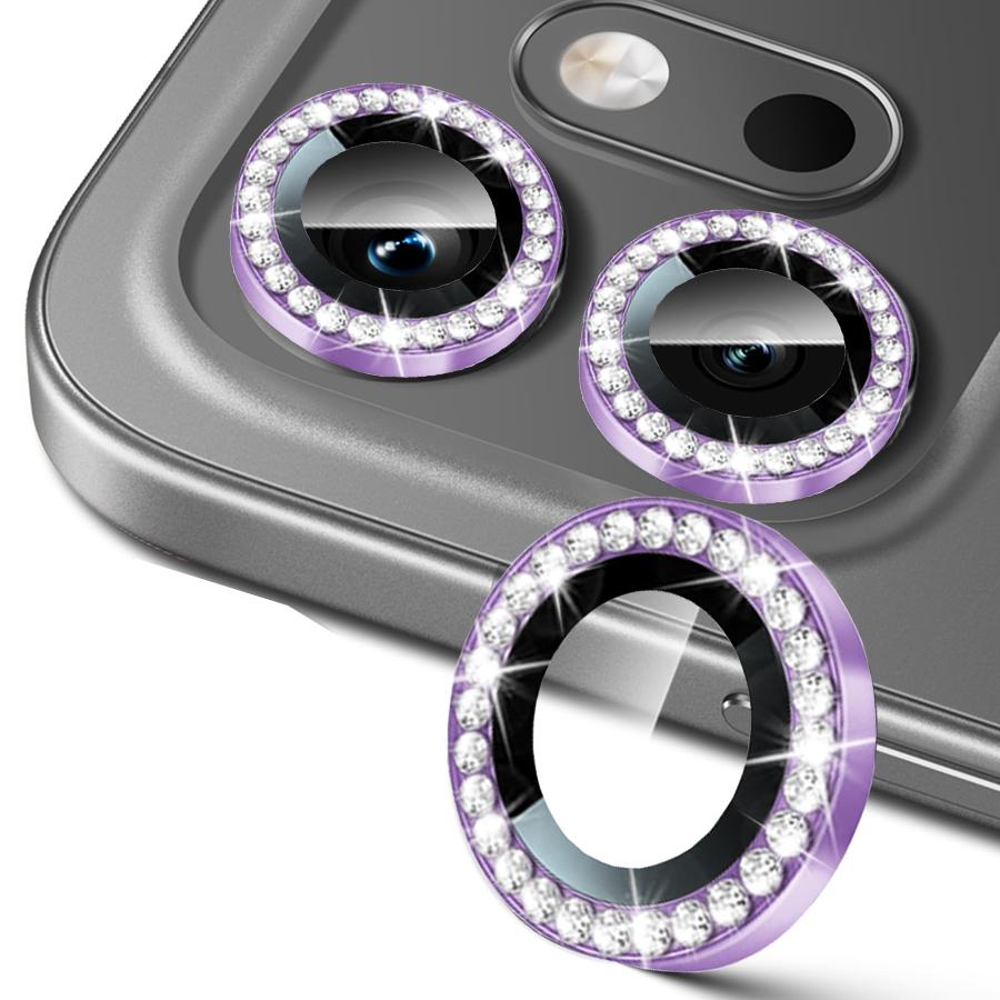 Honor 400 600 Lite / 400 Lite/ 600 Pro / Honor X8D X7e Silvery & Purple Diamond Camera Protector Rhinestone Tempered Glass Lens Protection Film