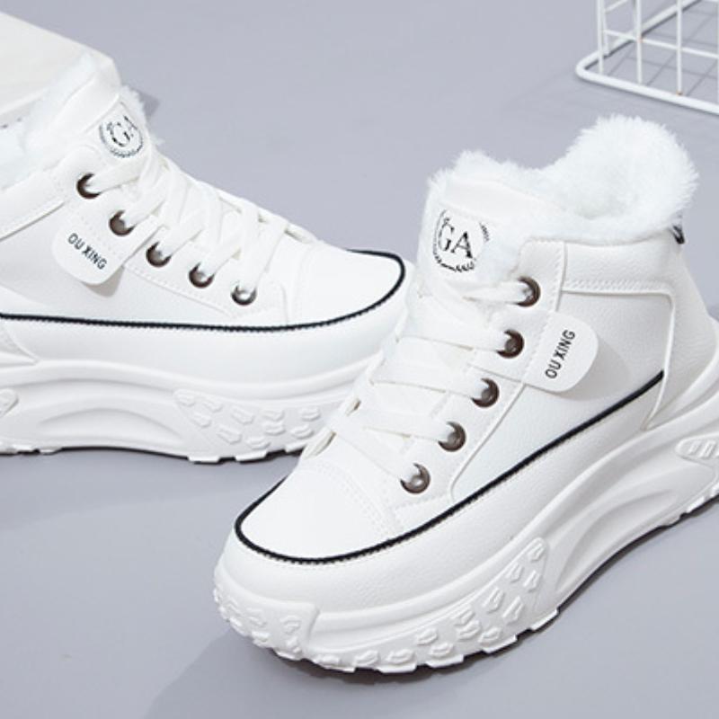 Zimní vysoké tenisky Vyvýšené boty Ženy Ležérní Šněrování Zesílení Teplé Sportovní boty Volný čas Trenéři Běžecké boty