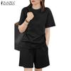 ZANZEA Lässige Zweiteiler-Sets für Damen mit kurzärmeligen T-Shirts und Shorts