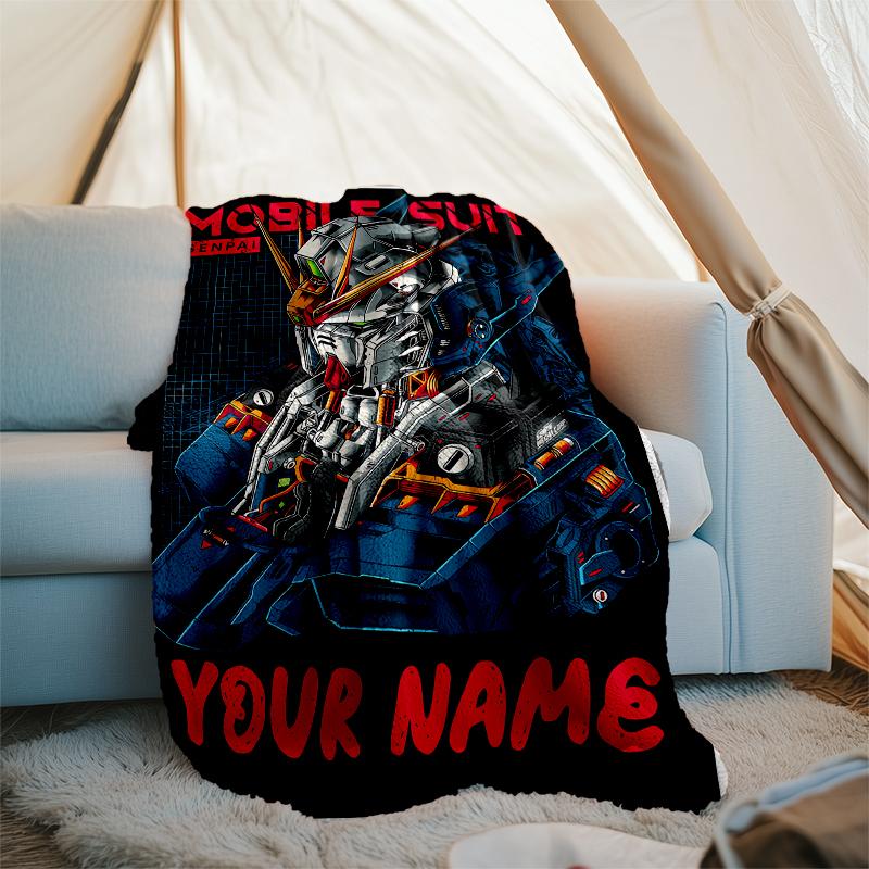 Personalized Custom Name Blanket - Mobile Suit Gundam Print Design,Blanket for Sofa,Bed,Travel,Camping - Soft and Warm, Great Gift