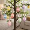 Flower Dot Foam Easter Eggs Rabbit Design Colorful Felt Egg Pendant Decorative with Rope Hanging Flower Egg Home Decoration