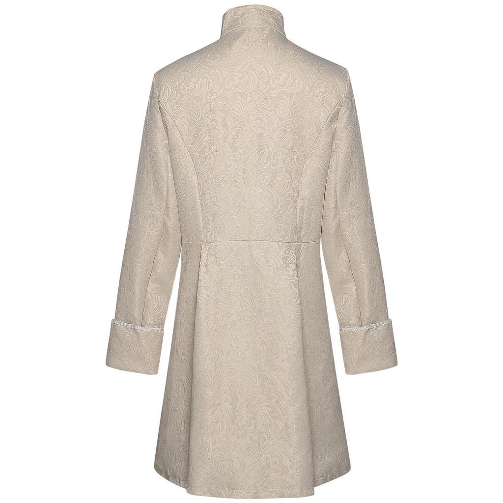 2025 Men's Solid Color Jacquard Costume Jacket - Spanish Medieval Style, Perfect for Spring and Autumn Performances