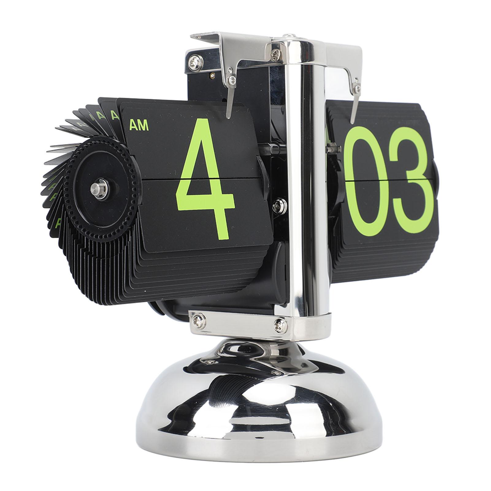 

European Style Retro Digital Flip Down Clock 304 Stainless Steel Auto Mechanical Digital Flip Desk Clock for Home