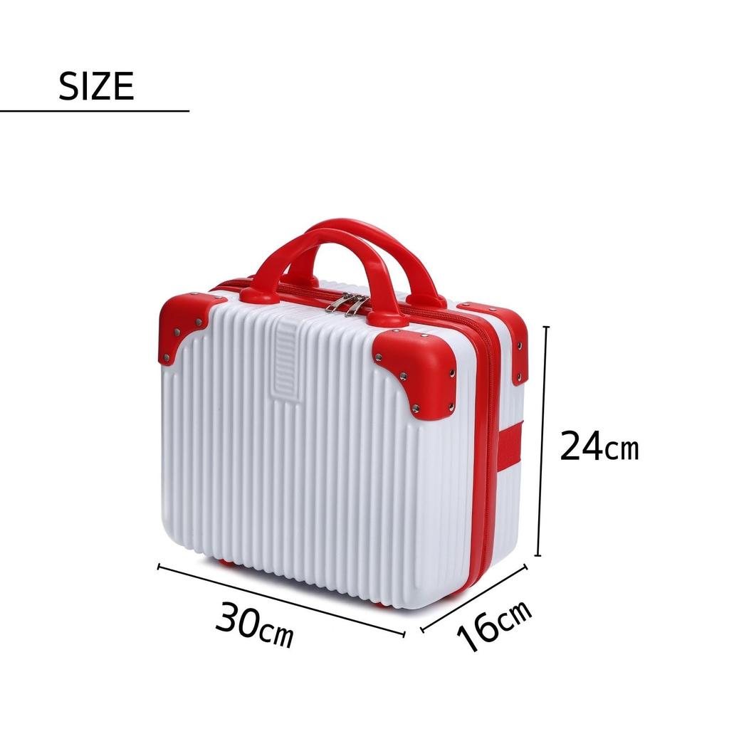 Partools Mini Suitcase, Red and White, Carry-on Bag, Storage Case, Stylish, Lightweight, Carry-on Compatible (Red x White)