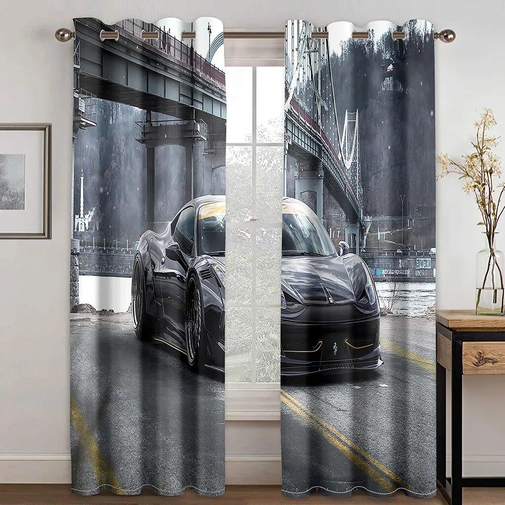 3D Print Lyx Modern Mekanisk Bil Fri Frakt 2 Styck Tunn Fönster Draper Gardin För Vardagsrum Sovrum Heminredning