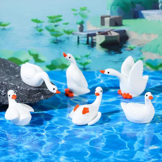 6 ks Mini figurka husy Malá pryskyřičná soška husy Malé roztomilé zvířecí miniatury pro DIY řemesla Ozdoba na dort Mikro krajina Kancelářský stůl Auto