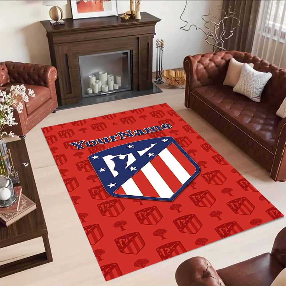Atletico Madrid Customized Name Floor Rug Office Rug Design for Outdoor Decorate Room Playrooms Study Room Anti-slip Rug Decorate Offices