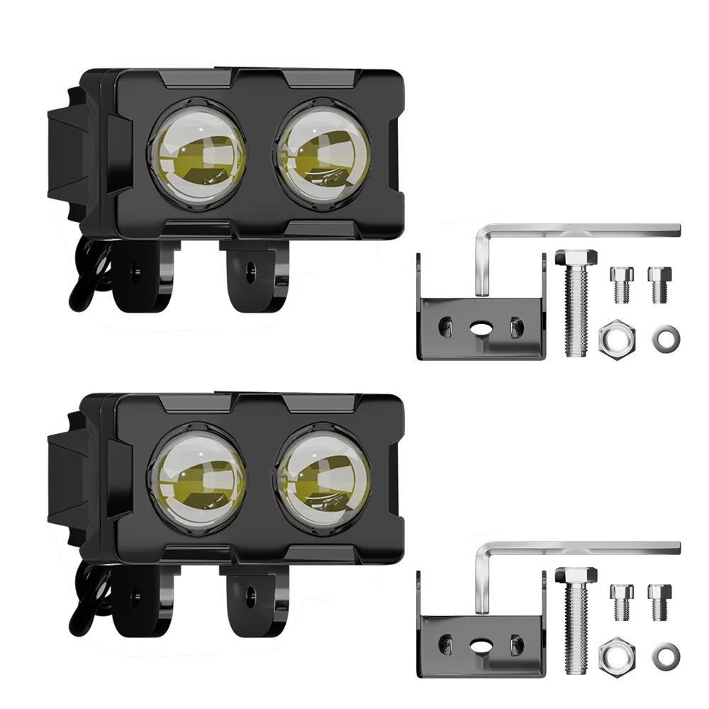1/2PCS Motorcycle LED Headlights Dual Color Spotlight Flash lamp Hi/Low Beam Driving Work Light Fog Lamp for SUV ATV Truck Boat