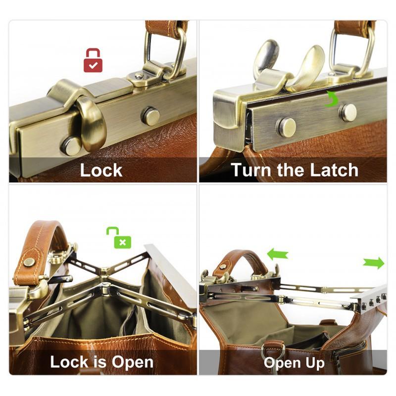 Full Grain Tree Lamb Cowhide Multi Layered Women's Handbag High-end Hardware Lock Genuine Leather Crossbody Bag