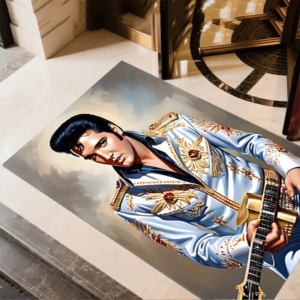 Elvis Presley: Rock 'n' Roll King Carpet Perfect for Playrooms Game Room Entryway Living Rooms Antislip Carpet Anime Office Decor Wedding Party Gift