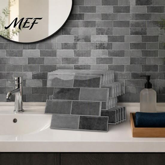 Indoor Wall Decoration for Balcony 8PCS Faux Brick Stickers, Waterproof Adhesive Mosaic Decals, Moisture-proof Easy Decorative Sheets Peel And