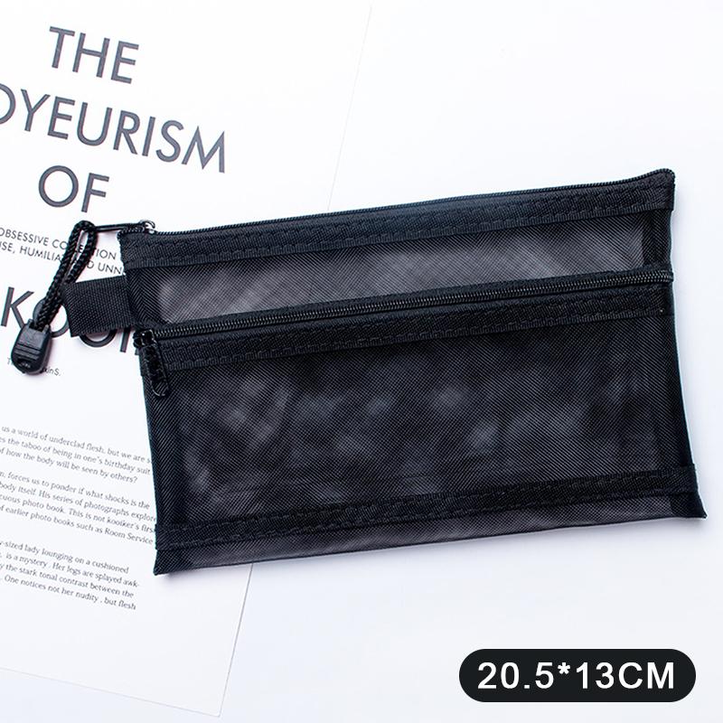 A4 A5 A6 Portable Double-Layer Mesh Zipper File Bag Transparent Student Test Paper Data Storage Bag Office Files Stationery