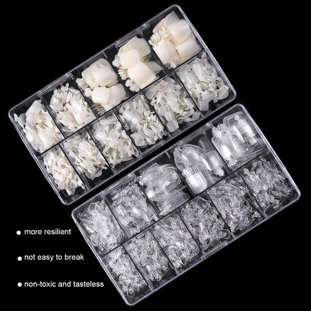 550Pcs/box Acrylic French Nail Art Decor Fake Artificial Foot Tips Toe Nails Tips False Toe Nails