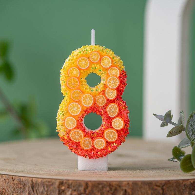 Creative Orange Number Birthday Candles 0-9 for Cake Decoration