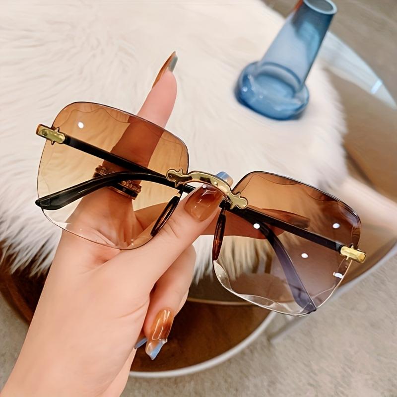 Square Rimless Sunglasses Women Luxury Brand Designer Summer Glasses Fashion Sun Glasses for Men