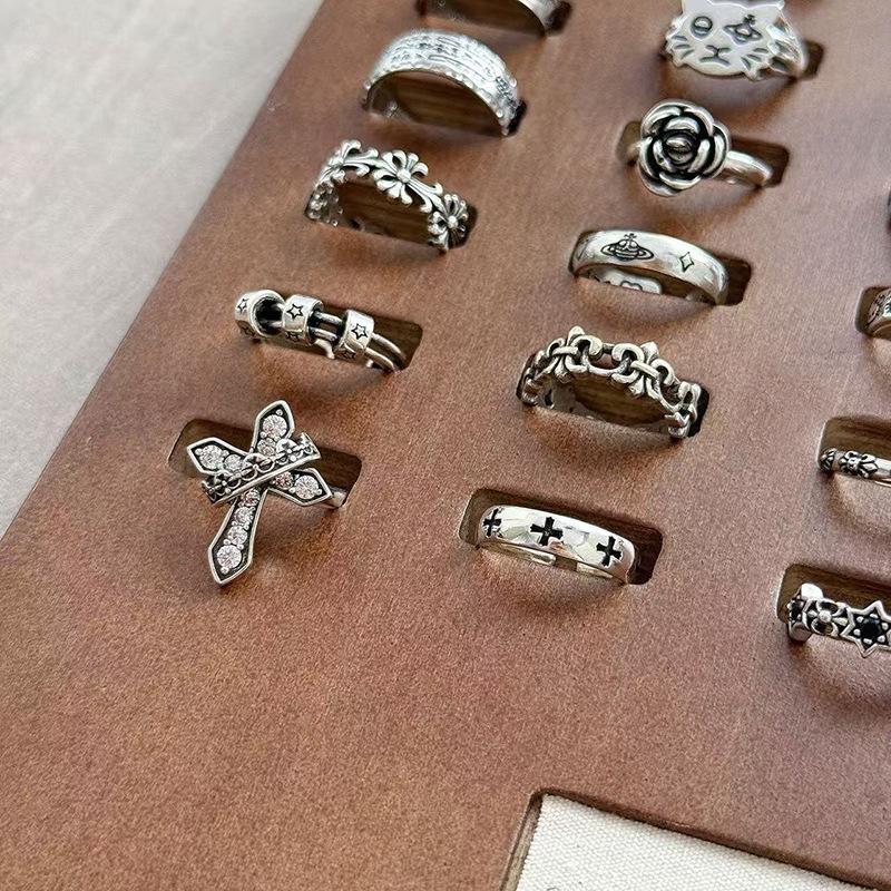 Stapelring Mode Cool Persönlichkeit Kreuzring Multi-Element Mix & Match Retro Retro Neutraler Stil Zeigefingerring
