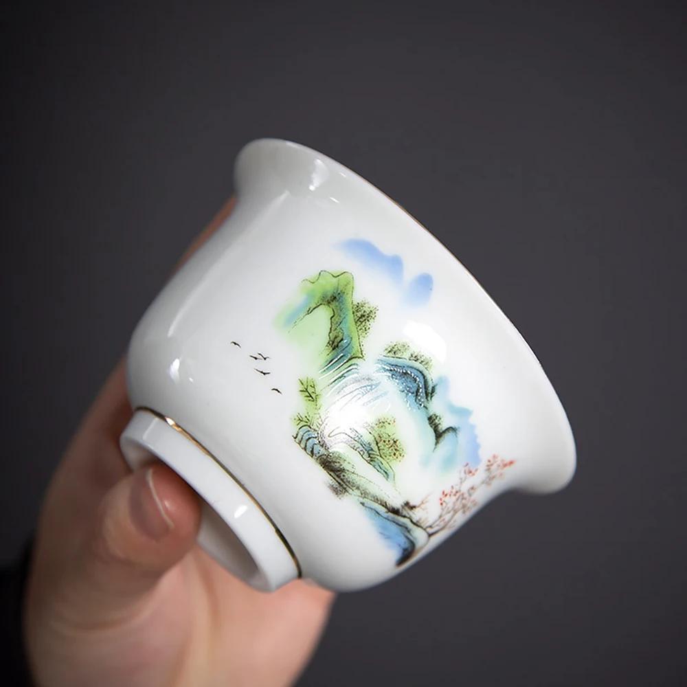 Ceramic Gaiwan Teacup Handmade Tea Tureen Bowl Chinese Blue and White Porcelain Teaware Accessories Drinkware