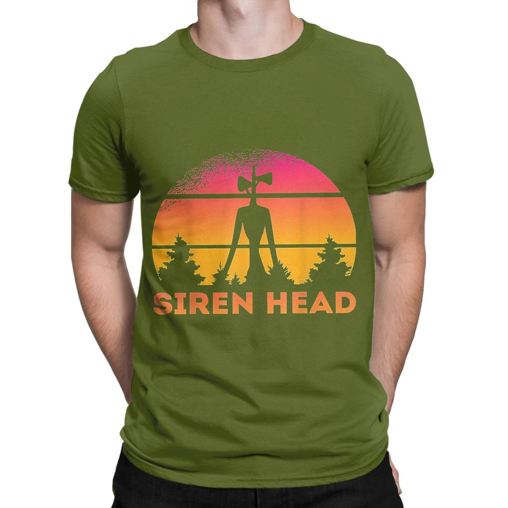 Siren Head sunset retro Novelty 100 Cotton TShirt Siren Head Tees Tops For Unisex