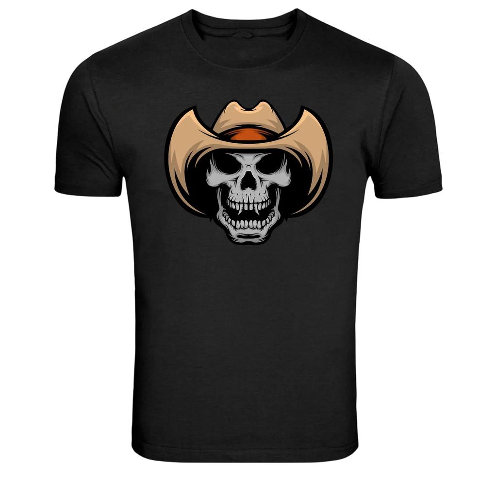 Cowboy Totenkopf Westlicher Hut Grafik T-Shirt Wild West Tee