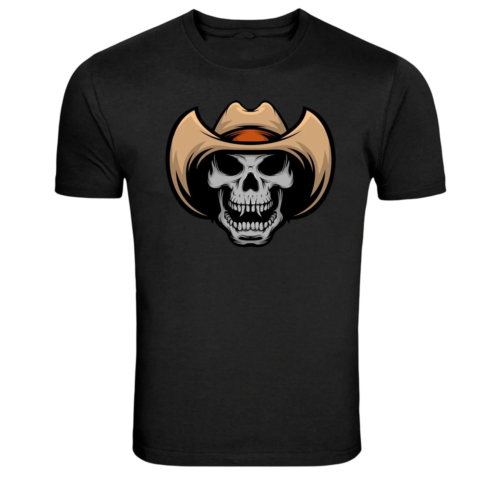 Cowboy Skull Western Hat Graphic T-Shirt Wild West Tee XL