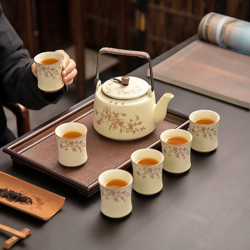 Beam pot ceramic large capacity with filter teapot household cool kettle tea making kung fu set tea art tea separation