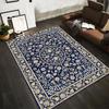 Luxury Floral Pattern Area Rug with Blue and Gold Persian Design, Home Decor Suitable for Use As an Anti-slip for Living Room Bedroom Sofas